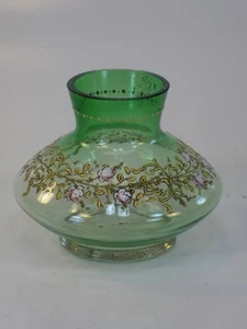 Bohemian Clear to Green Gass Vase Hand Enameled Rose Buds !850-1900 - Picture 1 of 1