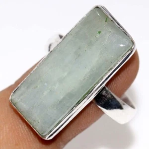 925 Silver Plated Aquamarine Ethnic Ring Handmade Jewelry Size US 13 AU k319 - Picture 1 of 3