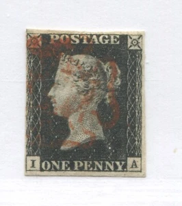 1840 Penny Black lettered IA with a red MX - Picture 1 of 1