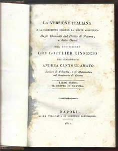 GIO GOTTLIEB EINECIO - Degli elementi del diritto di natura e delle genti - 1822 - Bild 1 von 3