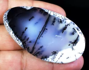 109 CT FAVOLOSO ALBERO NERO NATURALE DENDRITE OPALE FANTASIA PIETRA PREZIOSA CABOCHON BJ-216 - Foto 1 di 5