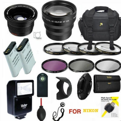 HD PRO ACCESSORY 67MM Kit FOR Nikon P900  BAG HD LENSES FLASH 2X EN-EL23 CHARGER - Image 1 of 4