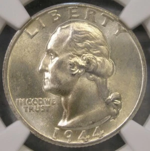 1944 D WASHINGTON SILVER QUARTER ATTRACTIVE LUSTER CHOICE PQ+ SCARCE *NGC MS 67* - Picture 1 of 5