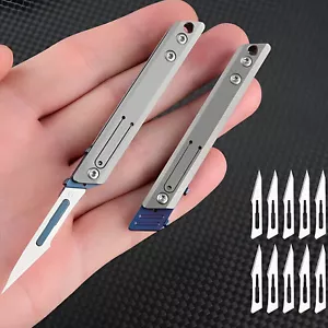 Titanium Pocket Utility Folding Knife Scalpel Blade Paper Cutter Keychain - Picture 1 of 12