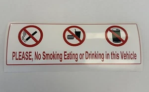 No smoking eating drinking Sticker Taxi Cab Bus Coach LGV - Picture 1 of 1