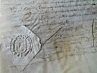 1736 antique parchment document, manuscript, calligraphy, seal, signed, 4 pages