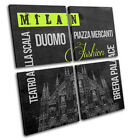 Milan Points Of Interest City Multi Canvas Wall Art Picture Print Va