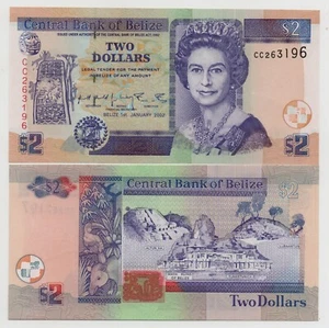 BELIZE 2 DOLLARS 2002 PICK 60B UNC - Picture 1 of 1