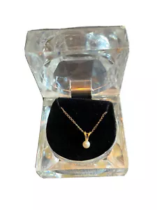 "NUEVO 10KT YG NUEVO DE LOTE ANTIGUO Vintage 3.5mm Perla Solitario 18" Collar Junio PIEDRA DE NACIMIENTO (CB2) - Imagen 1 de 3