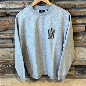 Volcom Stone Exacto Crew Heather Gray Graphic Sweatshirt - Picture 1 of 11