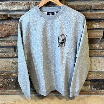 Volcom Stone Exacto Crew Heather Gray Graphic Sweatshirt - Image 1 of 4