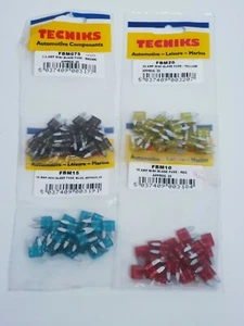 100 Tecniks Mini Blade Sicherungen 7,5 / 10 AMP / 15AMP / 20AMP Auto Motorrad Quad - Bild 1 von 7