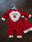 New Adorable Holiday Time One Piece With Hat Infant  Santa Outfit Size 3/6 Month
