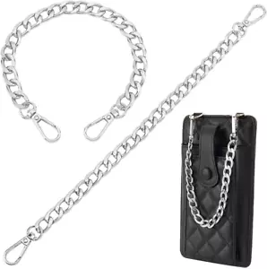 2pcs 12 Inch Silver Short Purse Extender Chain Flat Chain Strap Metal Bag - Bild 1 von 7