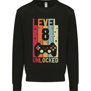 8th Birthday 8 Year Old Level Up Gamming Kids Sweatshirt Jumper - Picture 1 of 82