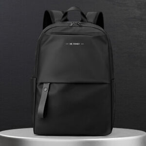 Nylon Business Backpack Lightweight Student Schoolbag Unisex Sports Bags (Black)
