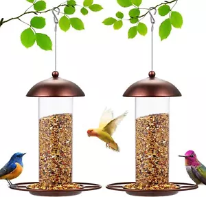 2 Pack Metal Wide Bird Feeders - 1.6 lb. Capacity Hanging Outdoor Bird Feeders - Picture 1 of 6