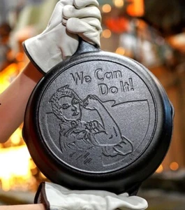 ❤️Lodge 10.25" Cast Iron Skillet "We Can Do It!"*Rosie the Riveter USA MADE - Picture 1 of 10