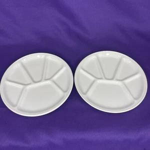 Divided White Fondue Plates - Williams Sonoma VARAGES France -Set of 2 - Picture 1 of 4