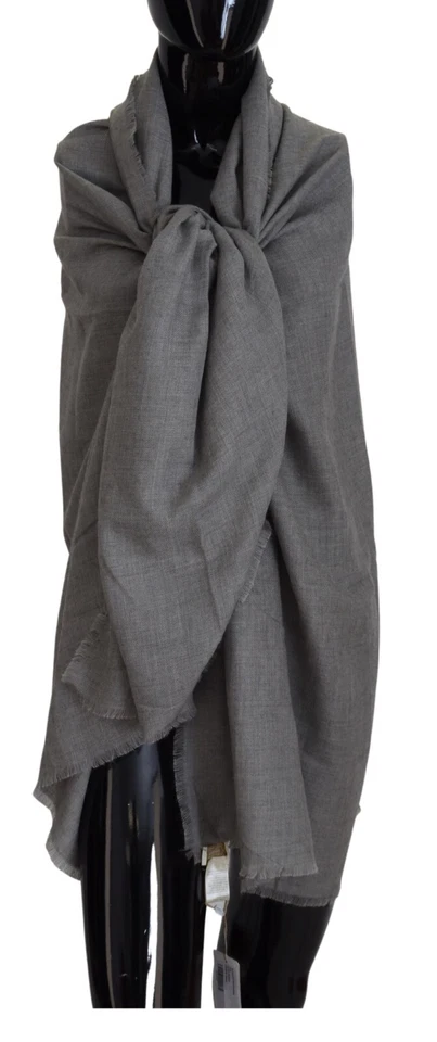 AGNONA Bufanda Gris Sólido Cachemira Calentador Mujer Flecos Chal 180cmx130cm $1280 Foto 1 de 4