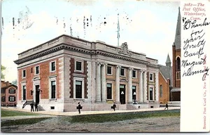 1906 Postcard The Post Office Waterbury Connecticut Undivided Back UDB People  - Picture 1 of 2