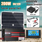 6000W Car Power Inverter DC 12V to AC 110V 120V Converter 200W Solar Panel Kit  