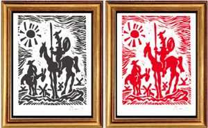 2 Picasso Hand Signed Ltd Ed Prints "Don Quixote" Black & Red w/COA (unframed) - Picture 1 of 3