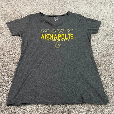 Navy Annapolis Shirt Youth XL (18-20) Gray NCAA Short Sleeve Logo V-neck Cover