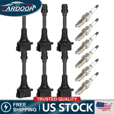 Bobina de encendido y bujía de 6 piezas para Nissan Pathfinder 2005-2012 4,0 L V6 Xterra Foto 1 de 4