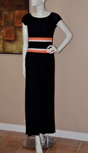 Maxi abito lungo nero ESCADA trasparente etichetta color block taglia 8 NUOVO! - Foto 1 di 5