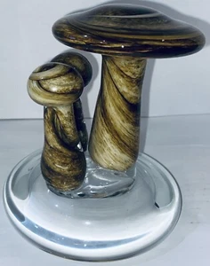 "Escultura pisapapeles de vidrio artístico de Murano hongo escultura -5"" X 4,5""" - Imagen 1 de 6