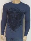 Famous Stars & Straps Time Waits For No One Mens Blue Thermal Shirt NWT