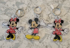 3 New Mickey & Minnie Mouse Keyring Key Ring Large Vintage Disney 90's Lot of 3 - Picture 1 of 2