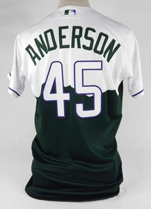 2023 Colorado Rockies Chase Anderson #45 Game Issued Green Jersey City Connect P - Bild 1 von 7