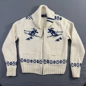 Ralph Lauren Polo Jeans Cowichan misto lana sci maglione zip donna L (veste S) - Foto 1 di 14