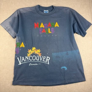 Vintage Gildan Shirt Men L Blue Niagara Falls Vancouver Tourist Tee Made Canada - Picture 1 of 9