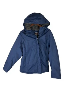 LL Bean Women's 1X Reg Blue Jacket Coat Sherpa Fleece Lined Hooded #271138 - Picture 1 of 12