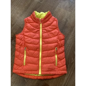 LL Bean Kinder Daunen Daunen Tech Puffer Weste Koralle Orange Gelb Full Zip M 5-6 - Bild 1 von 5