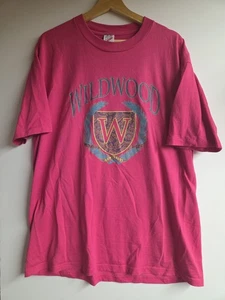 Vintage 1990s Wildwood NJ Pink Single Stitch T-Shirt XL JERZEES 24x30 - Bild 1 von 6