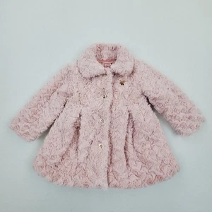 Juicy Couture Kids Girls Pink Elegant SOFT Faux Fur Coat Rhinestone Buttons 3T - Picture 1 of 13