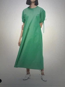 Marimekko Bright Green 100% Cotton Helakka Midi Solid Dress BNWT Size 42 (14-16) - Picture 1 of 9