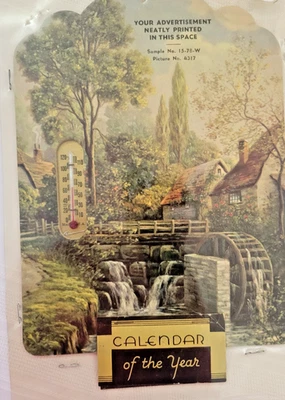 1940s sample salesman calendar with thermometer - Image 1 of 4