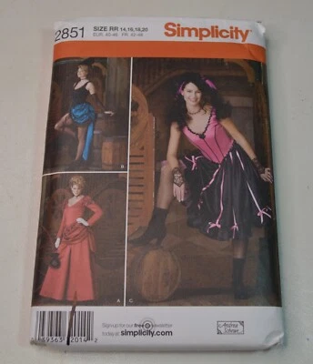 Simplicity Sewing Pattern 2851 Sz RR 14-22 Misses Costume Saloon Dance Hall UC  - Image 1 of 3