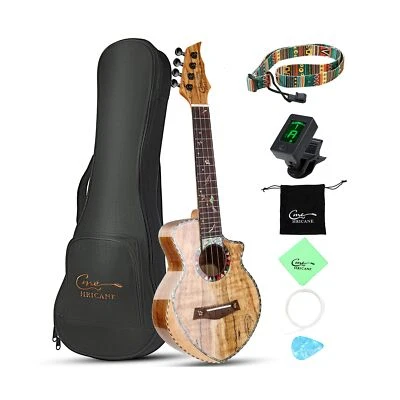 Hricane Concert Ukulele Spalted Maple 23 Inch Ukelele for Beginners, Cutaway ... - Image 1 of 4