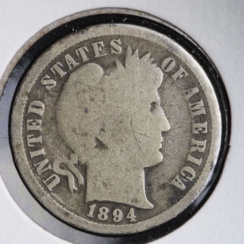 1894-O Barber Silver Dime CHOICE GOOD E168 RHB Cover