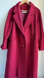 Women Size 10 Red Wool Winter Coat Jacket Structured Long/mid Length - Picture 1 of 20