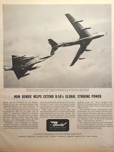 Balizas de radar Bendix KC-135 cisterna reabastecimiento de combustible B-58 Hustler anuncio impreso vintage 1961 - Imagen 1 de 4
