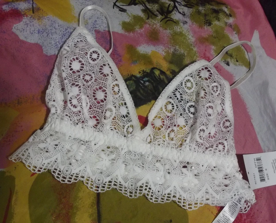 NEW HANKY PANKY 8C7531 OFFW TRIANGLE CROSSOVER LACE BRALETTE S - Image 1 of 1