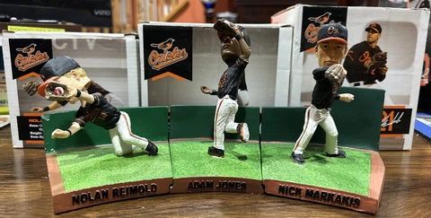 2010 Mini Outfield Baltimore Orioles Bobblehead Set Adam Jones Markakis Reimold Cover