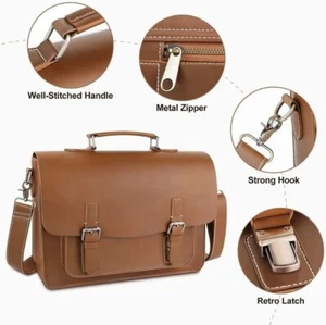 Borsa Messenger Uomo - Borsa Pelle Impermeabile 15,6 Pollici Moda Vintage - Foto 1 di 8